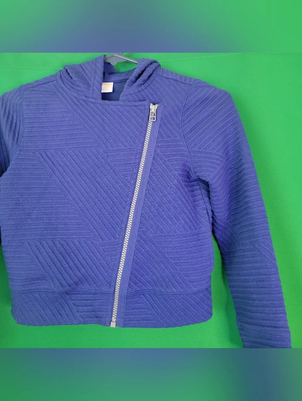 Gymboree Purple Ribbed Pea Coat Jacket Moto Quilted Sz 7/8 Girls Hoodie Textured